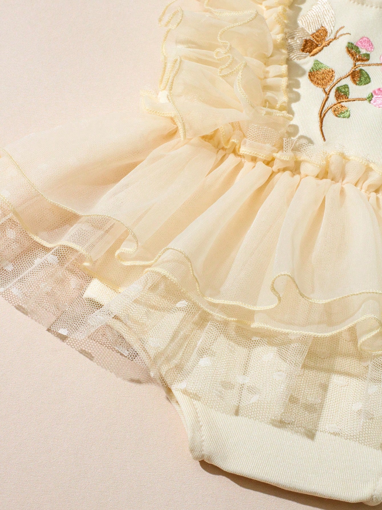 Newborn Baby Floral Embroidered Romper With Headband, Photography Outfit And Prop