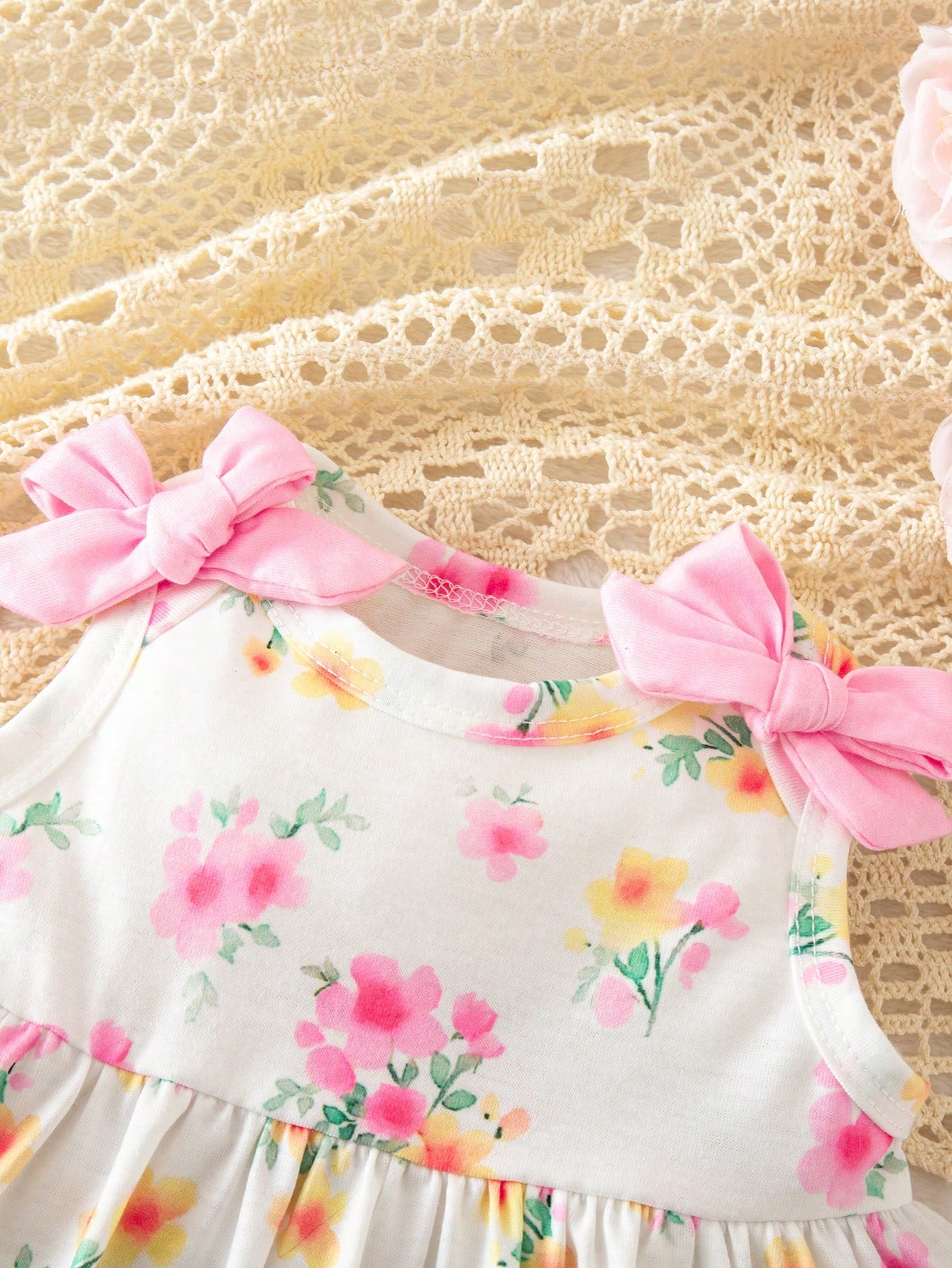 Newborn Baby Girl Cute Floral Pattern Sleeveless Dress, Summer