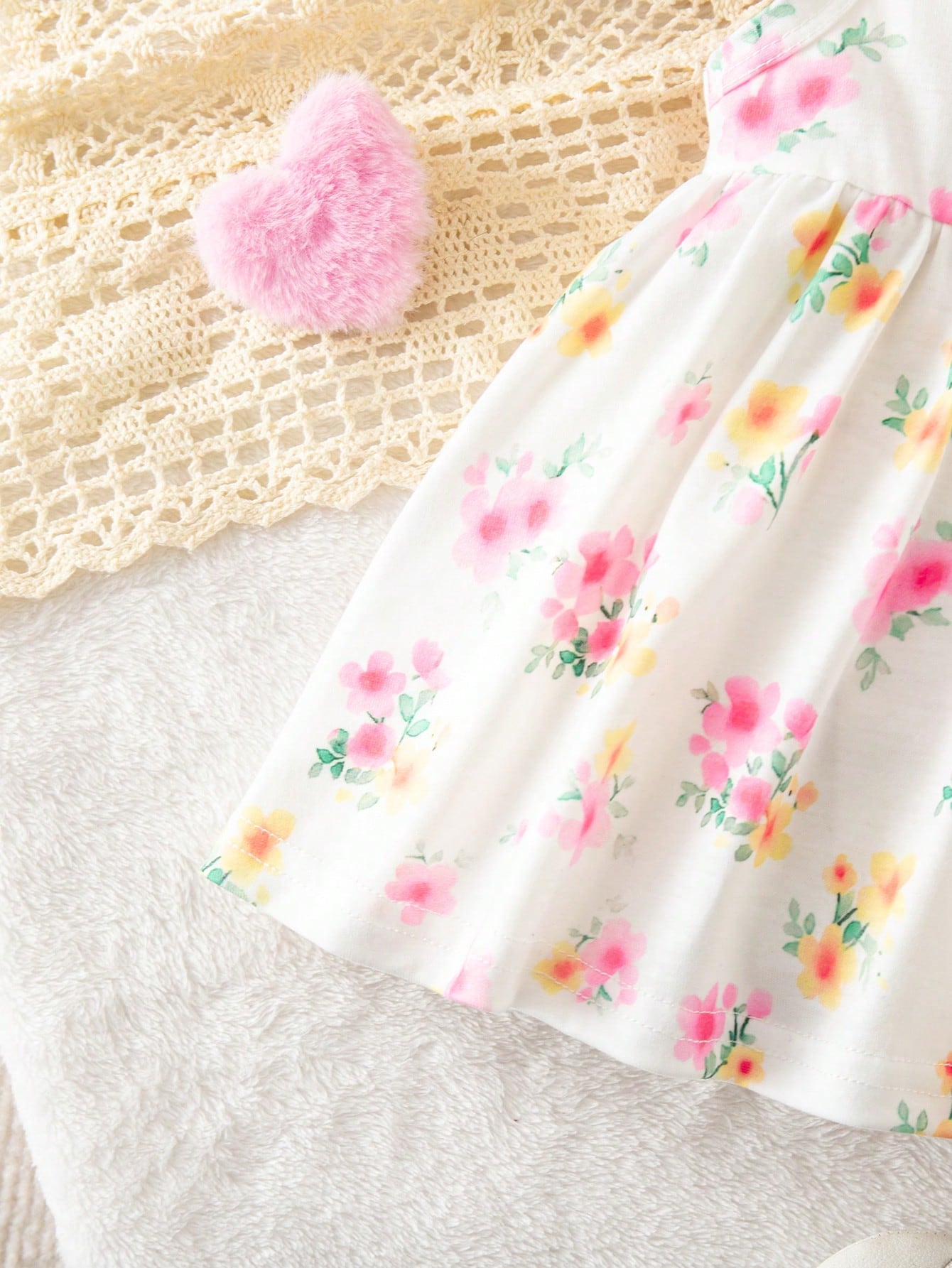 Newborn Baby Girl Cute Floral Pattern Sleeveless Dress, Summer