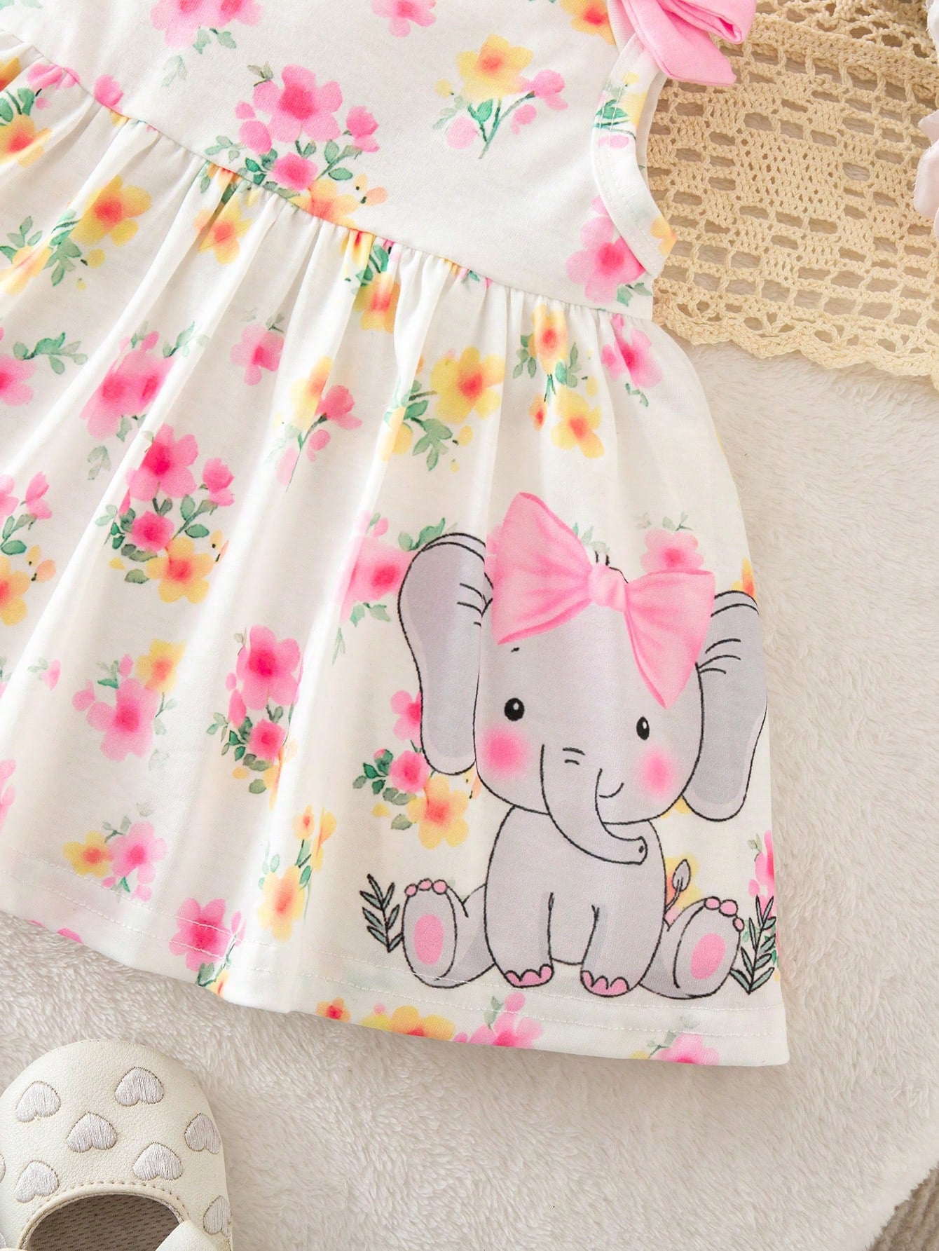 Newborn Baby Girl Cute Floral Pattern Sleeveless Dress, Summer
