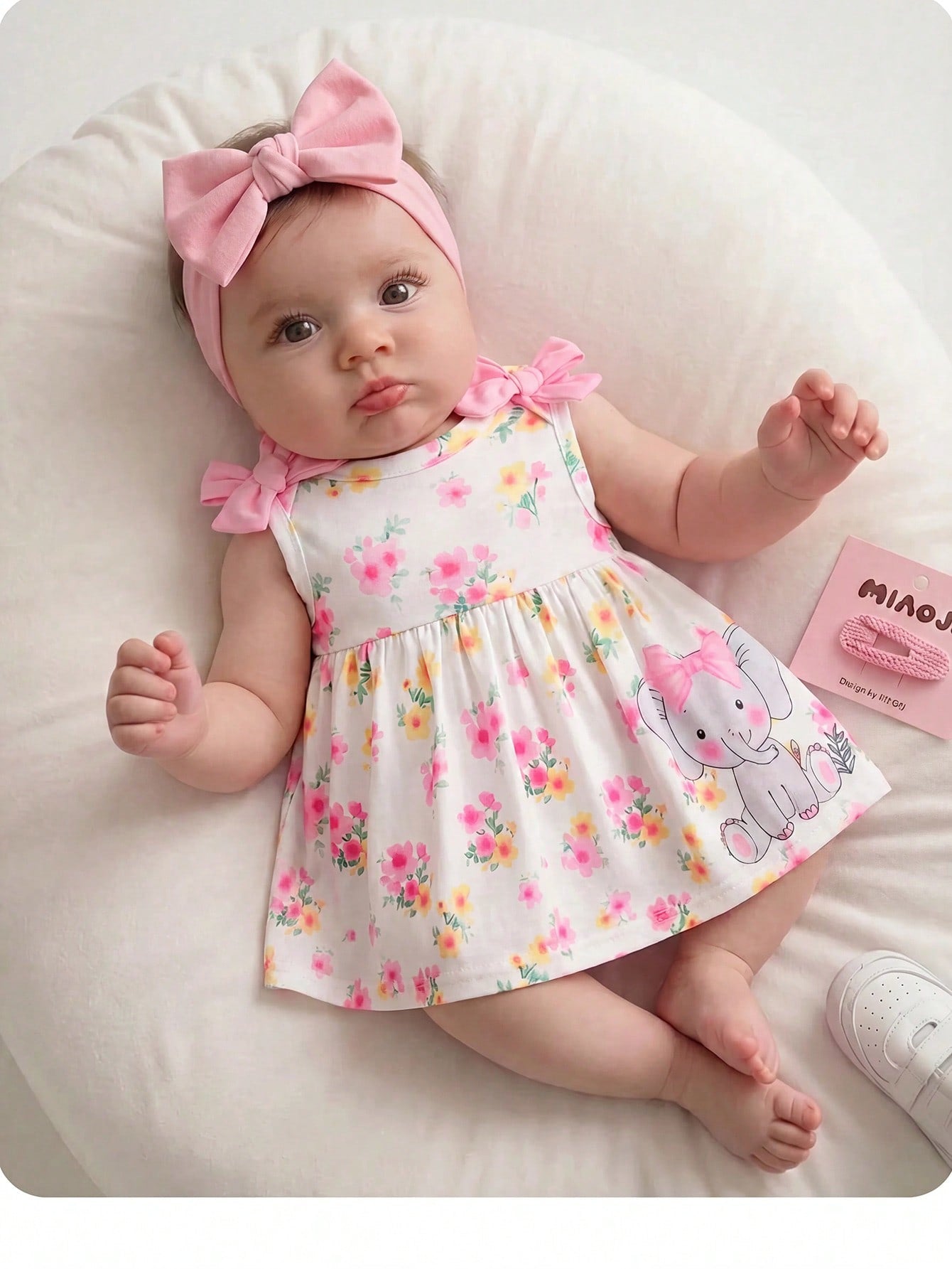 Newborn Baby Girl Cute Floral Pattern Sleeveless Dress, Summer