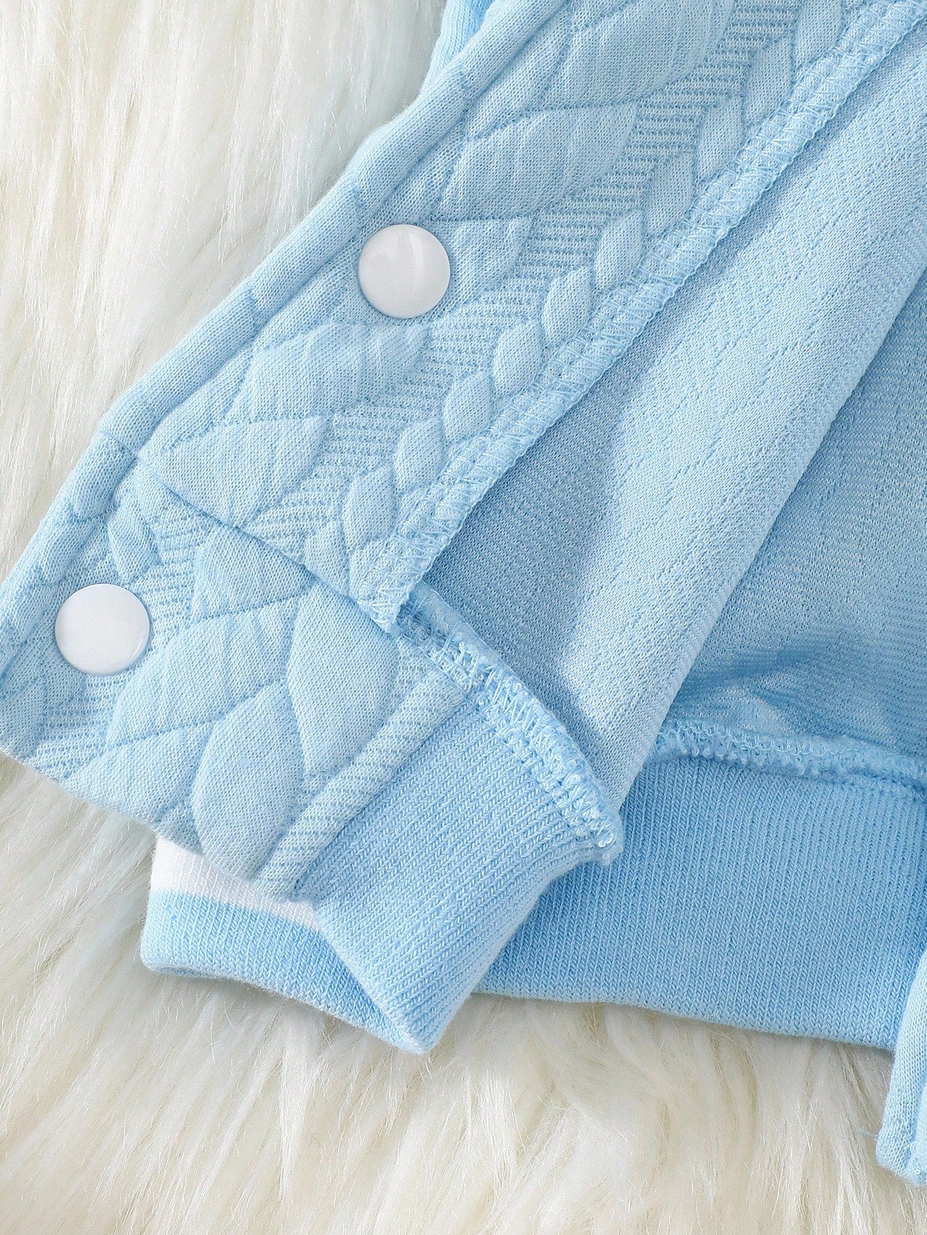 Newborn Boy Baby Bear Pattern 2pcs Suit Cute Autumn Blue And White Stripe Cable Knit Fabric Jacket And Pants Set Holiday Fashionable Boys Outfit