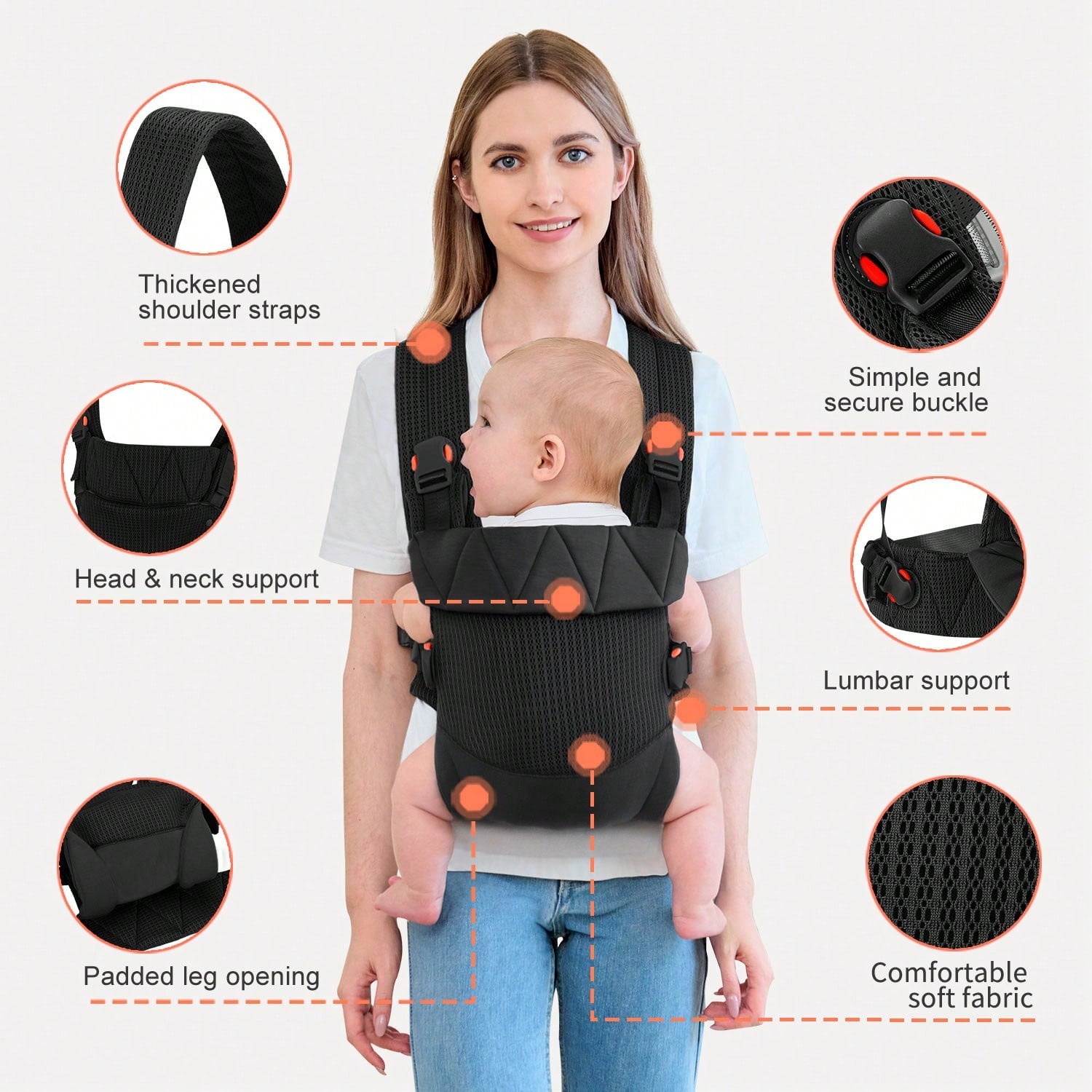 Newborn Carrier, Baby Carrier Newborn To Toddler, Ergonomic Baby Sling With Head Support