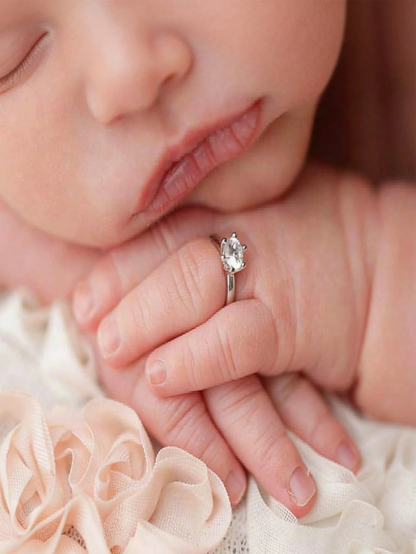 Newborn Photography Props Faux Diamond Ring Baby Jewelry Ring Luxury Newborn Boy Girl Rings Studio Photography Props Baby Shower Gift, Aesthetic