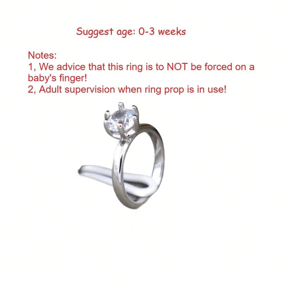 Newborn Photography Props Faux Diamond Ring Baby Jewelry Ring Luxury Newborn Boy Girl Rings Studio Photography Props Baby Shower Gift, Aesthetic