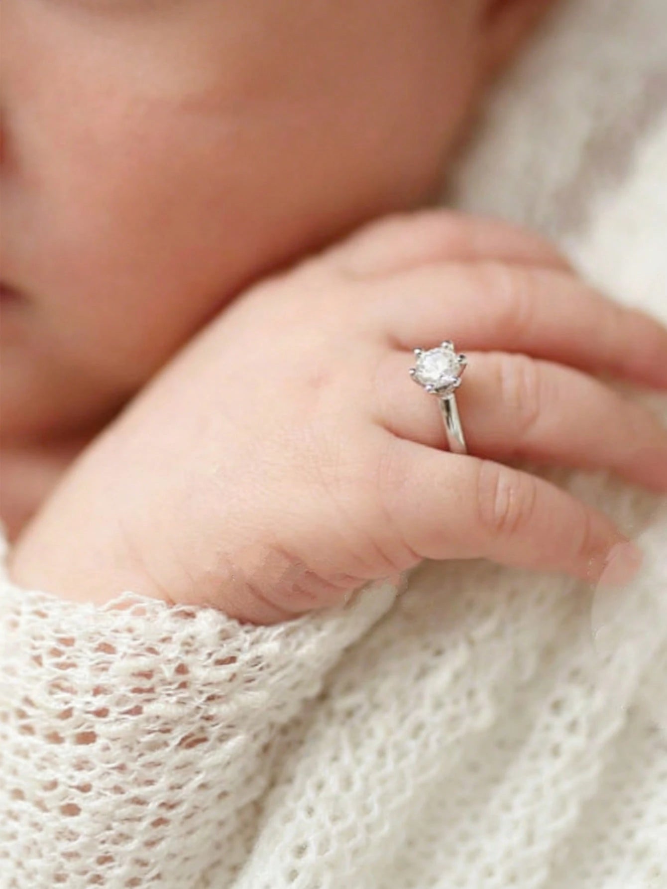 Newborn Photography Props Faux Diamond Ring Baby Jewelry Ring Luxury Newborn Boy Girl Rings Studio Photography Props Baby Shower Gift, Aesthetic