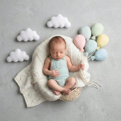 Newborn Photography Props Felt Balloon Cloud Backdrop, INS Style Felt Balloon Set, Macaron Colors, Baby 100 Days Photo Props, Newborn Memorial Photo, INS Style Home Portrait, Baby Room Decor, Newborn