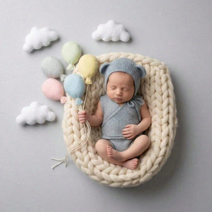 Newborn Photography Props Felt Balloon Cloud Backdrop, INS Style Felt Balloon Set, Macaron Colors, Baby 100 Days Photo Props, Newborn Memorial Photo, INS Style Home Portrait, Baby Room Decor, Newborn