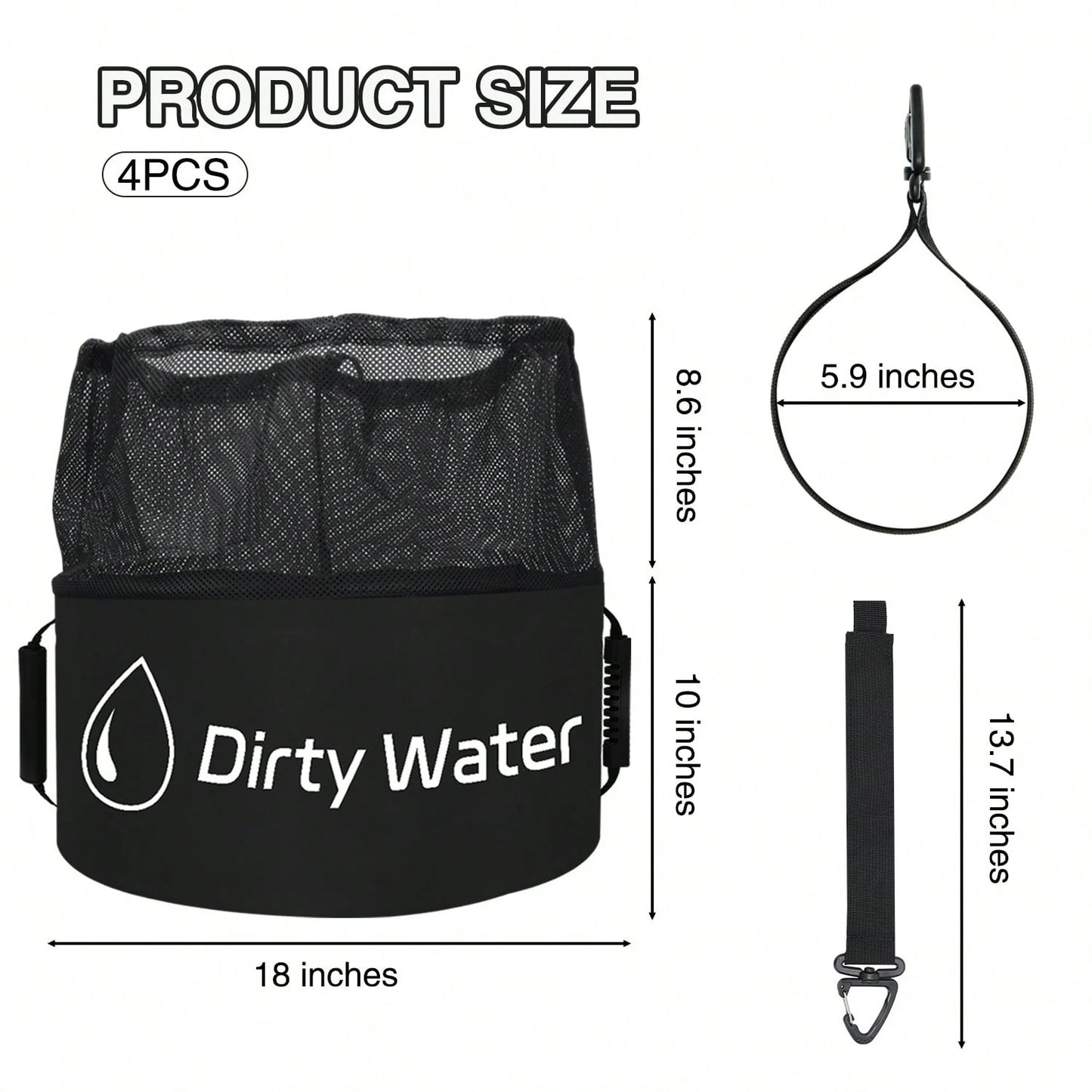 Nilight 4 Pack Waterproof RV Storage Bag With Mesh Top Drawstring Hose Organizer For Sewer Fresh Water Cords Camper Accessories