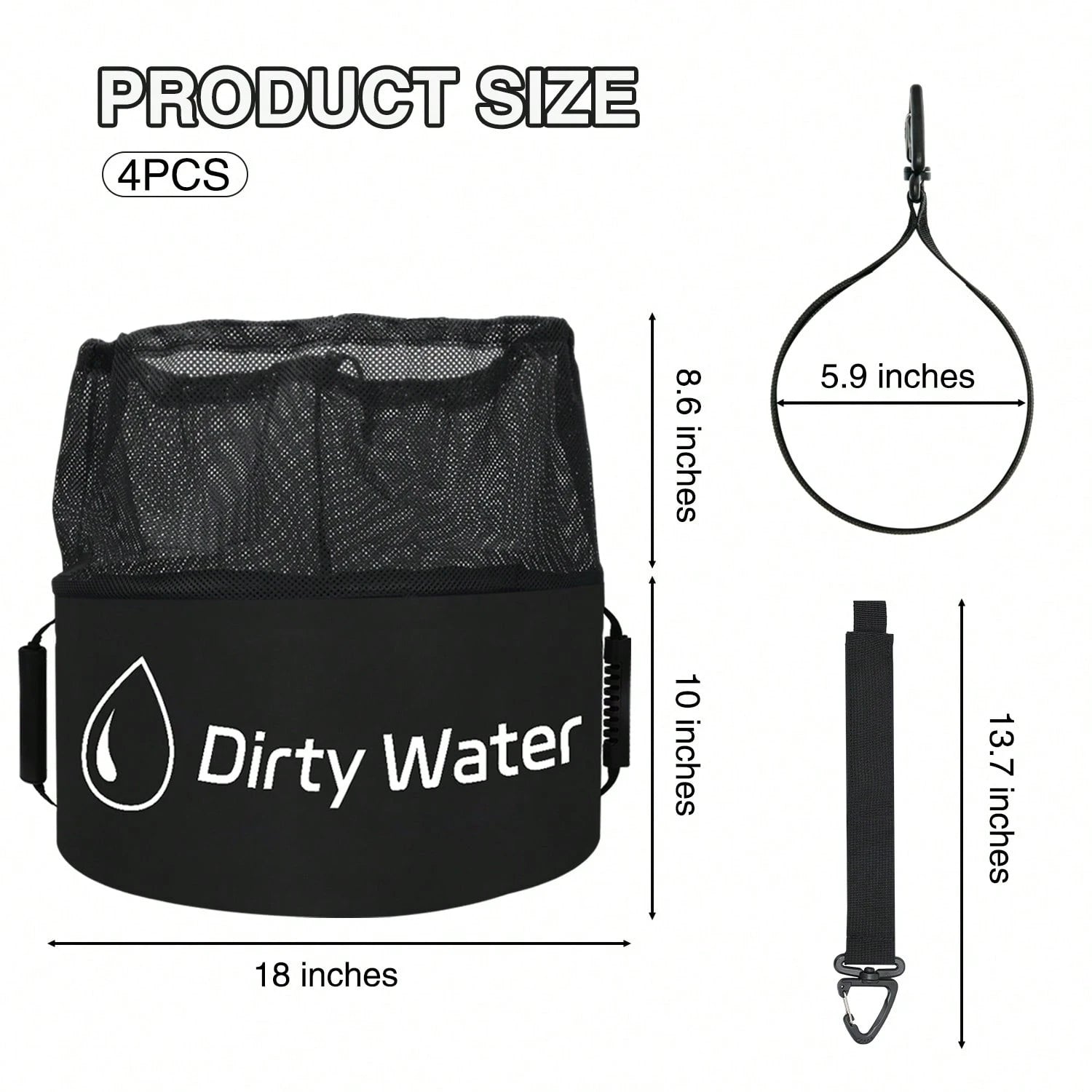 Nilight 4 Pack Waterproof RV Storage Bag With Mesh Top Drawstring Hose Organizer For Sewer Fresh Water Cords Camper Accessories