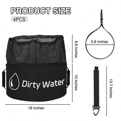 Nilight 4 Pack Waterproof RV Storage Bag With Mesh Top Drawstring Hose Organizer For Sewer Fresh Water Cords Camper Accessories