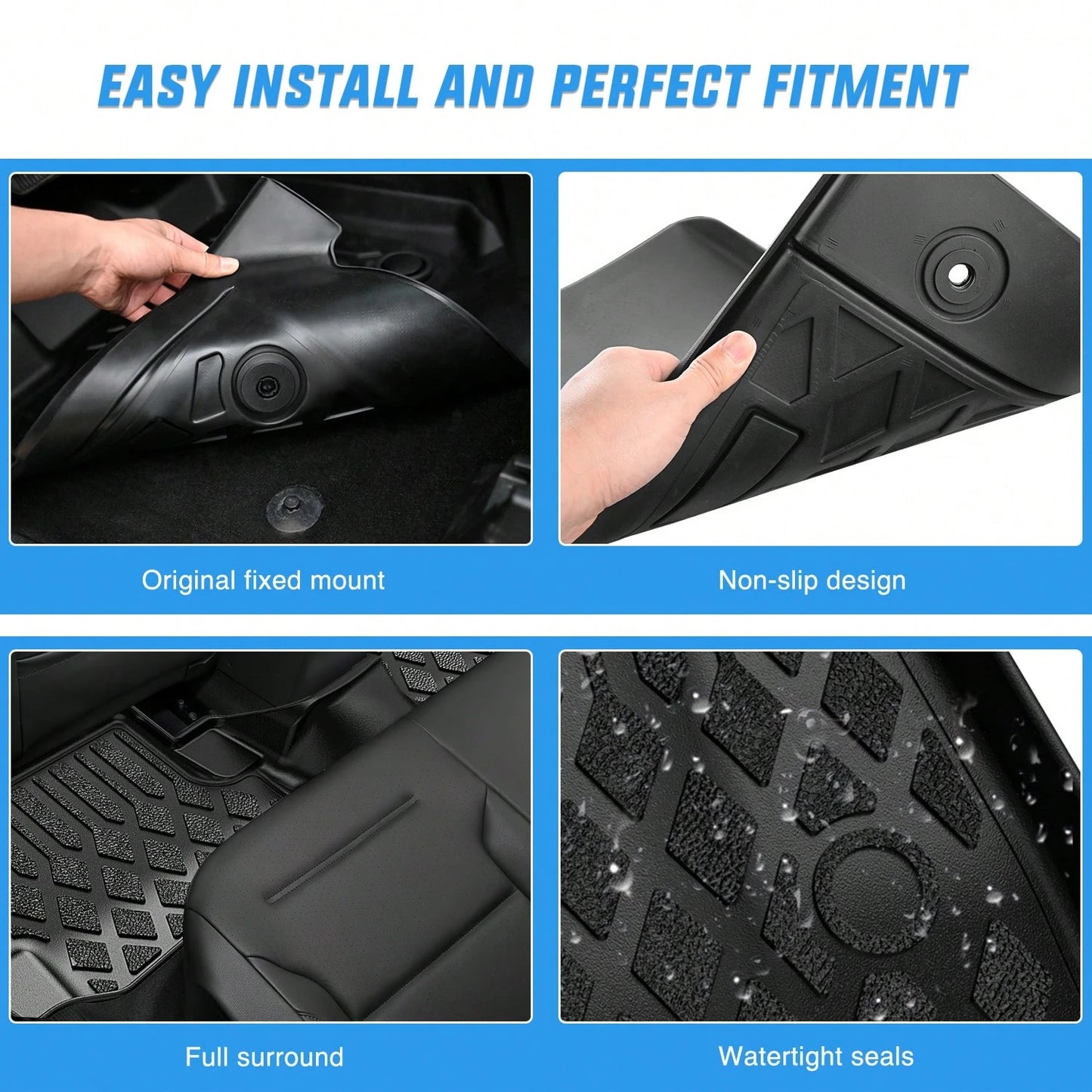 Nilight Custom Fit TPE Floor Mats Compatible With Volvo VNL 300, 430, 630, 670, 730 & 780 (2004-2018) And Volvo VT (2006-2010), All-Weather Heavy-Duty Floor Liners, Waterproof, Anti-Slip, Full Coverag