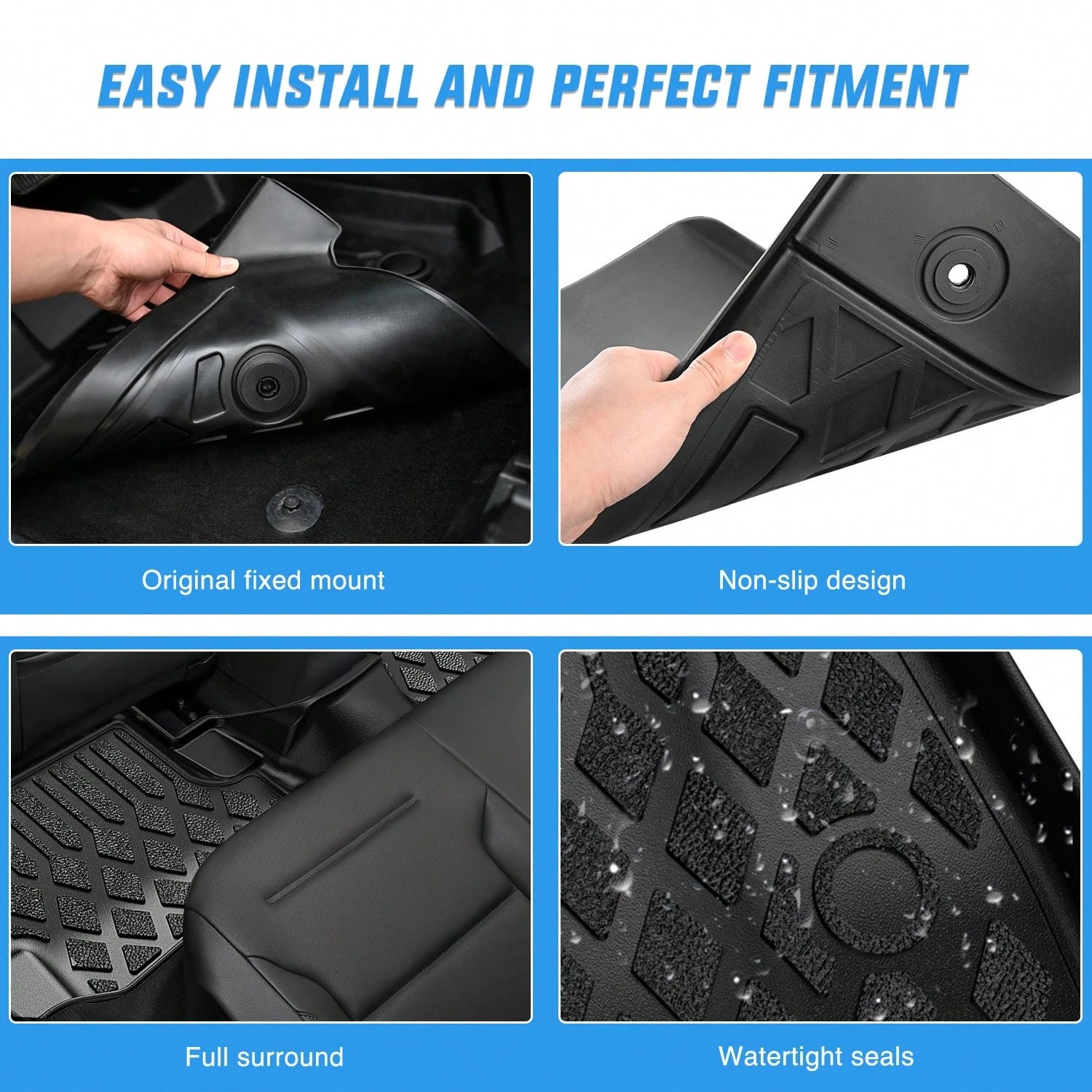 Nilight Custom Fit TPE Floor Mats Compatible With Volvo VNL 300, 430, 630, 670, 730 & 780 (2004-2018) And Volvo VT (2006-2010), All-Weather Heavy-Duty Floor Liners, Waterproof, Anti-Slip, Full Coverag