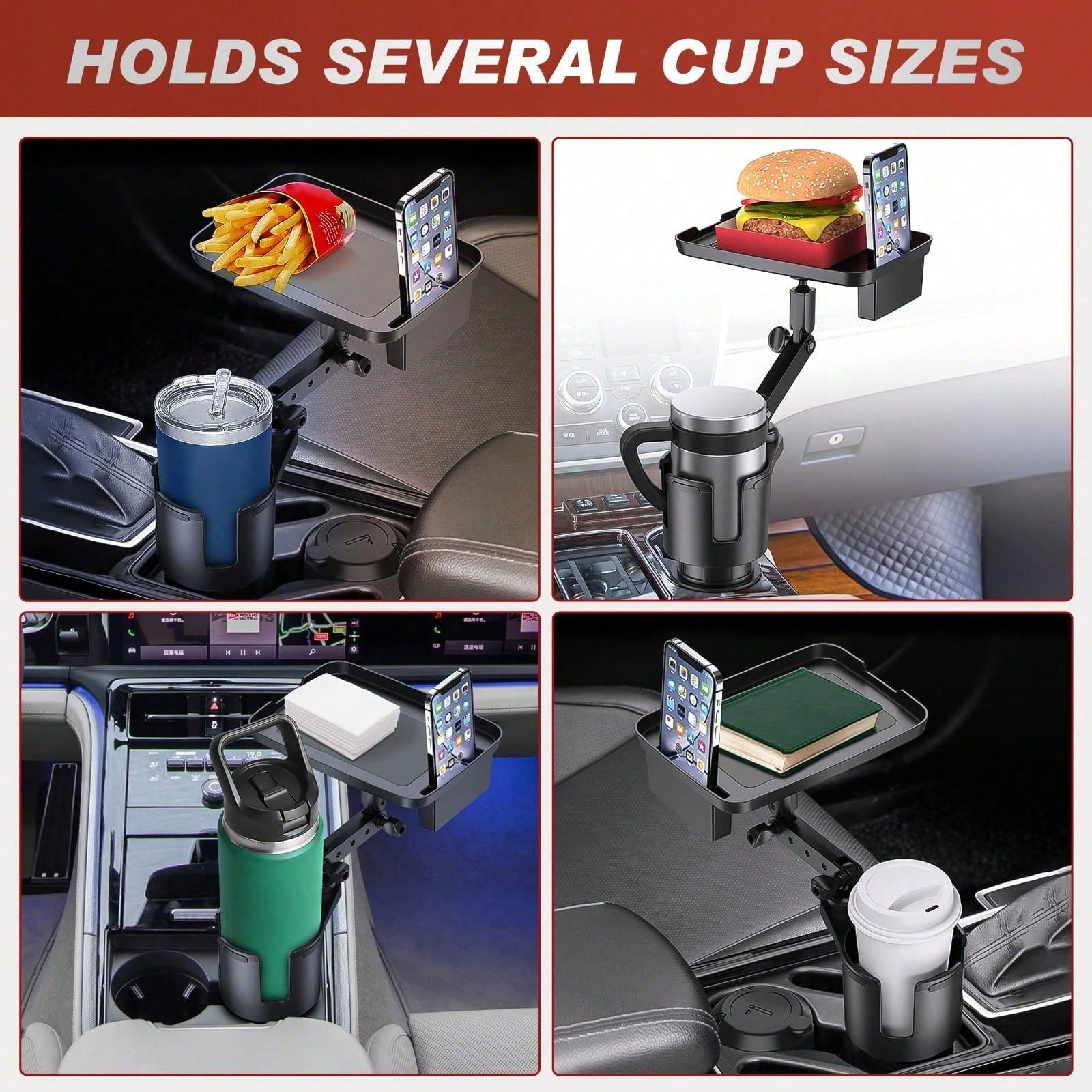nilight Frokom Cup Holder Expander For Car,Upgraded Car Cup Holder Expander Adapter With Offset Adjustable Base, Fit Most Large Bottles And Mugs- Ramblers 14/24/36/46oz, Hydro Flasks 32/40oz