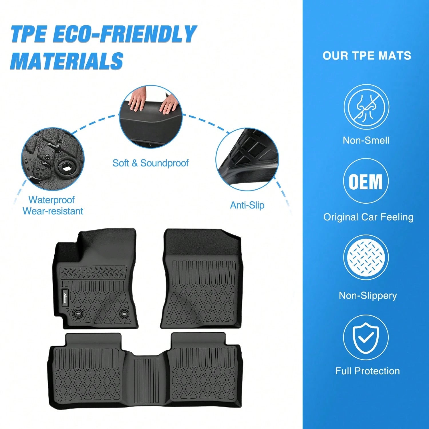 Nilight TPE Floor Mats Compatible With Toyota Corolla 2014-2019 Premium TPE Car Floor Mats Waterproof Custom Fit All Weather Floor Liners Wear Resistant Easy To Clean Interior Accessories