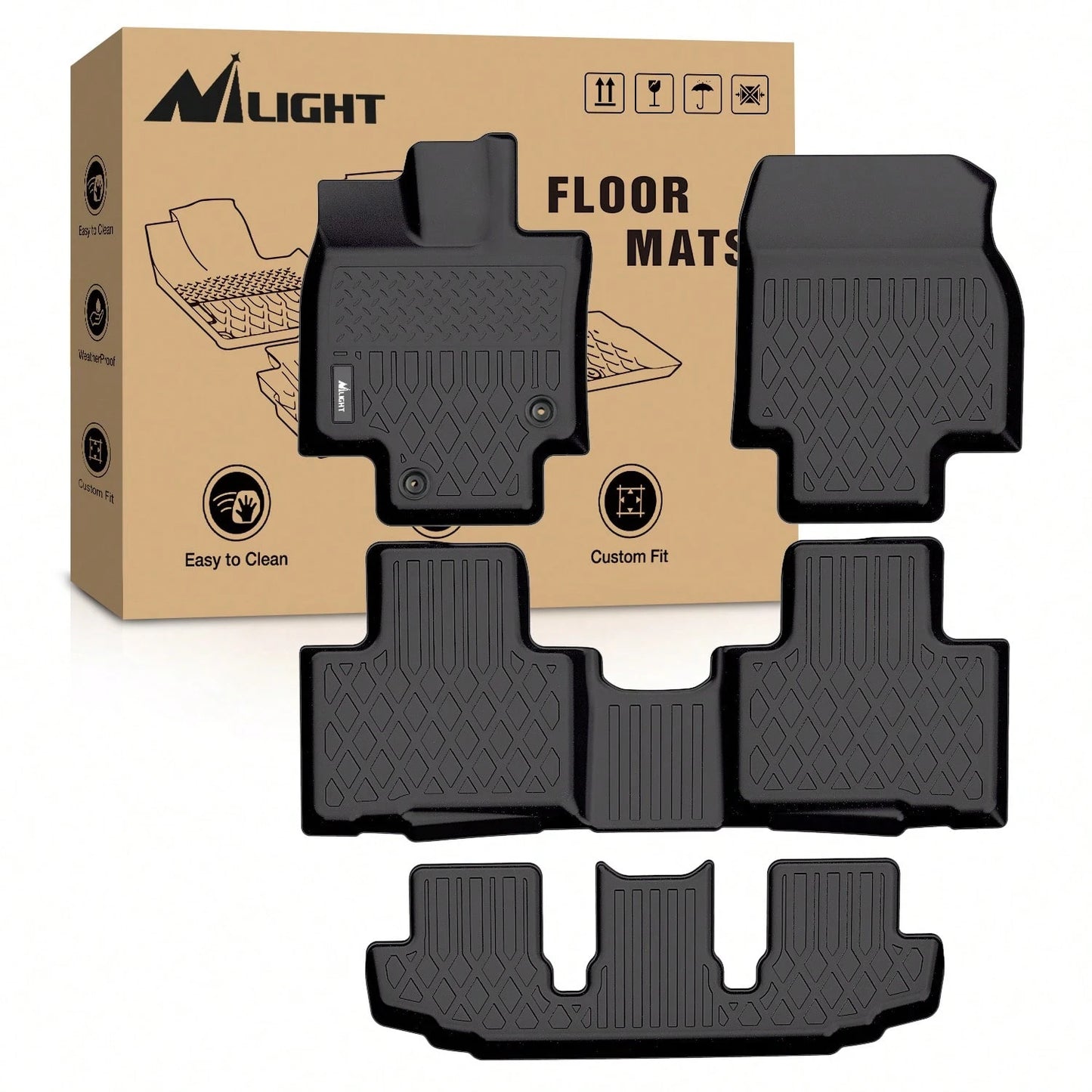 Nilight TPE Floor Mats Compatible With Toyota Corolla 2014-2019 Premium TPE Car Floor Mats Waterproof Custom Fit All Weather Floor Liners Wear Resistant Easy To Clean Interior Accessories