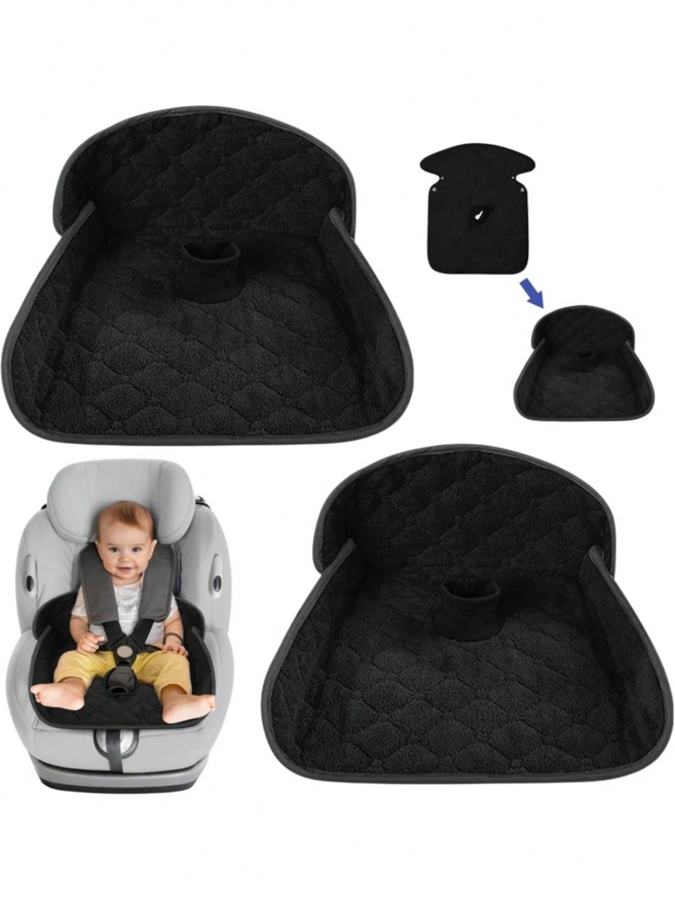 Non-Slip Baby Stroller Seat Liner, Absorbent Washable With Safety Belt Holes, Universal Folding Toddler Seat Cushion, Suitable For Strollers, High Chairs, Car Safety Seats