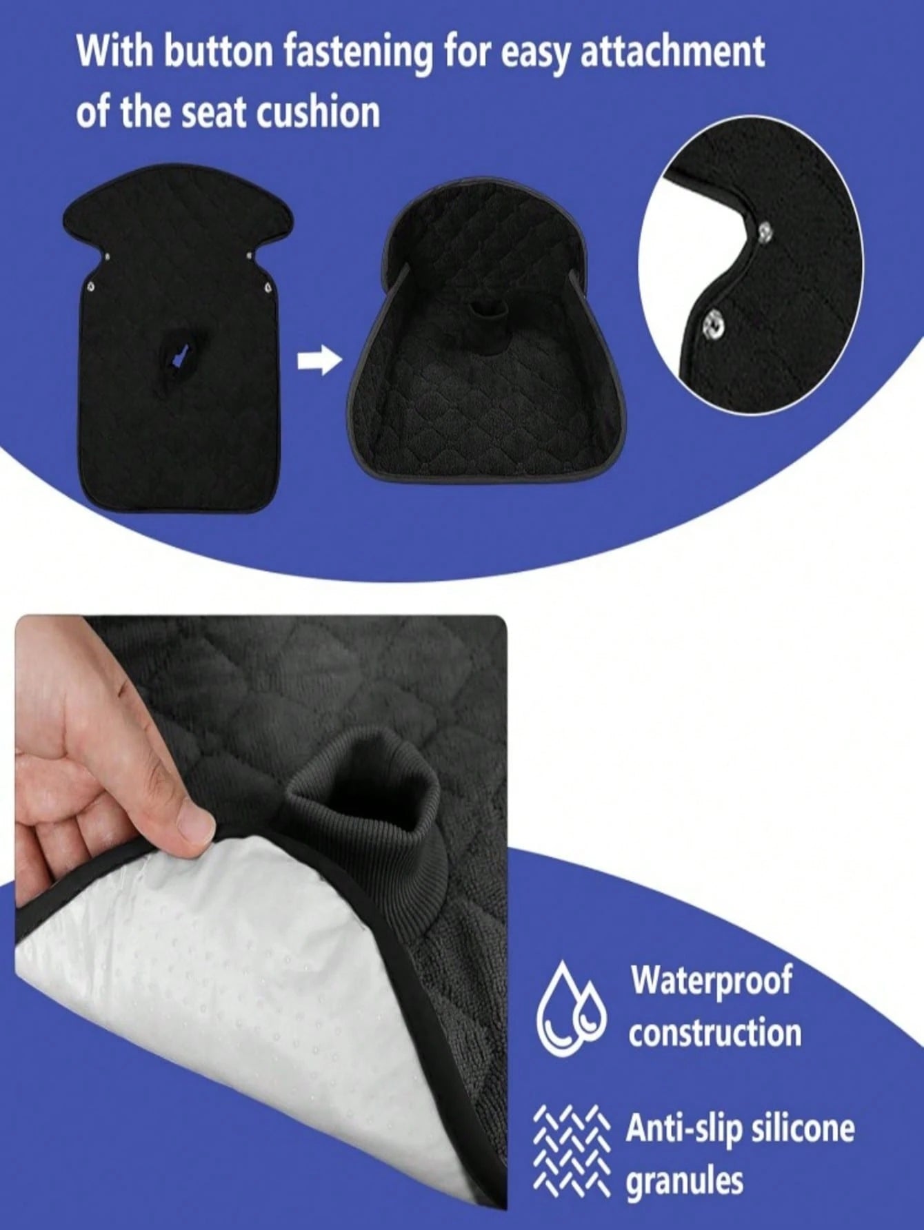 Non-Slip Baby Stroller Seat Liner, Absorbent Washable With Safety Belt Holes, Universal Folding Toddler Seat Cushion, Suitable For Strollers, High Chairs, Car Safety Seats