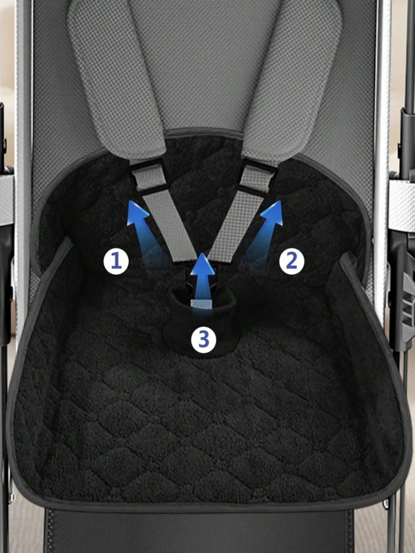 Non-Slip Baby Stroller Seat Liner, Absorbent Washable With Safety Belt Holes, Universal Folding Toddler Seat Cushion, Suitable For Strollers, High Chairs, Car Safety Seats