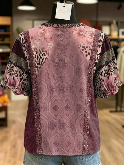 NostaNoir Women's Leopard & Floral Print Shirt, Summer