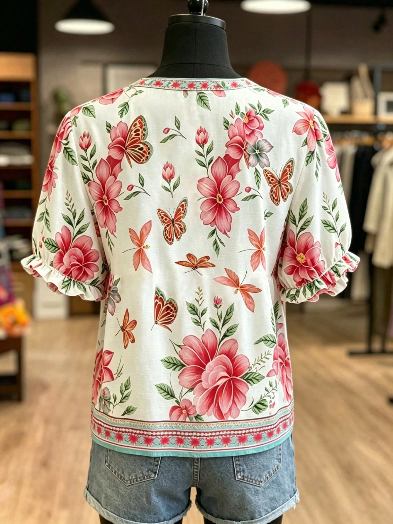 NostaNoir Women's Leopard & Floral Print Shirt, Summer