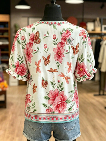 NostaNoir Women's Leopard & Floral Print Shirt, Summer