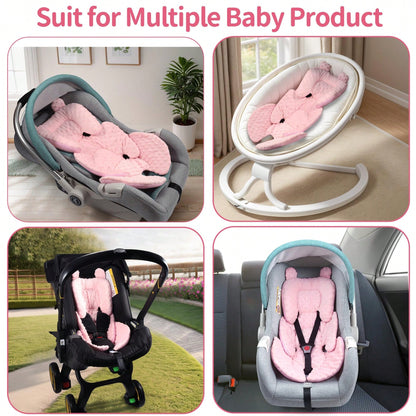 Oaoleer 1PC 3in1 Reversible Carseat Head Body Support Newborn,3D Minnky Infant Car Seat Insert,Extra Soft Breathable Baby Car Seat Cushion Boys Girls