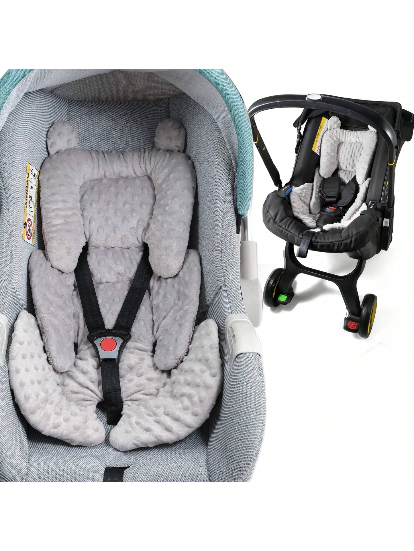 Oaoleer 1PC 3in1 Reversible Carseat Head Body Support Newborn,3D Minnky Infant Car Seat Insert,Extra Soft Breathable Baby Car Seat Cushion Boys Girls