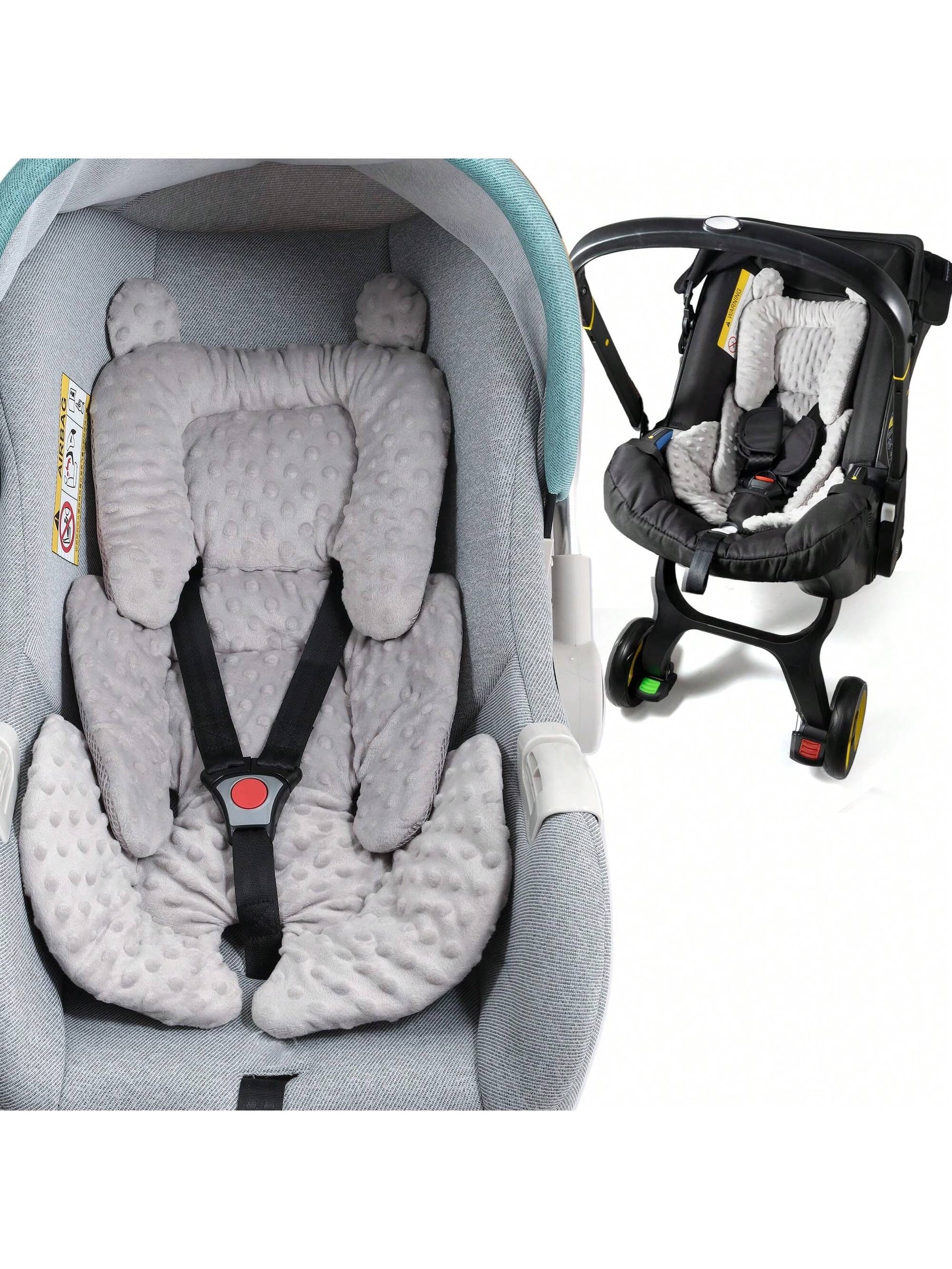 Oaoleer 1PC 3in1 Reversible Carseat Head Body Support Newborn,3D Minnky Infant Car Seat Insert,Extra Soft Breathable Baby Car Seat Cushion Boys Girls