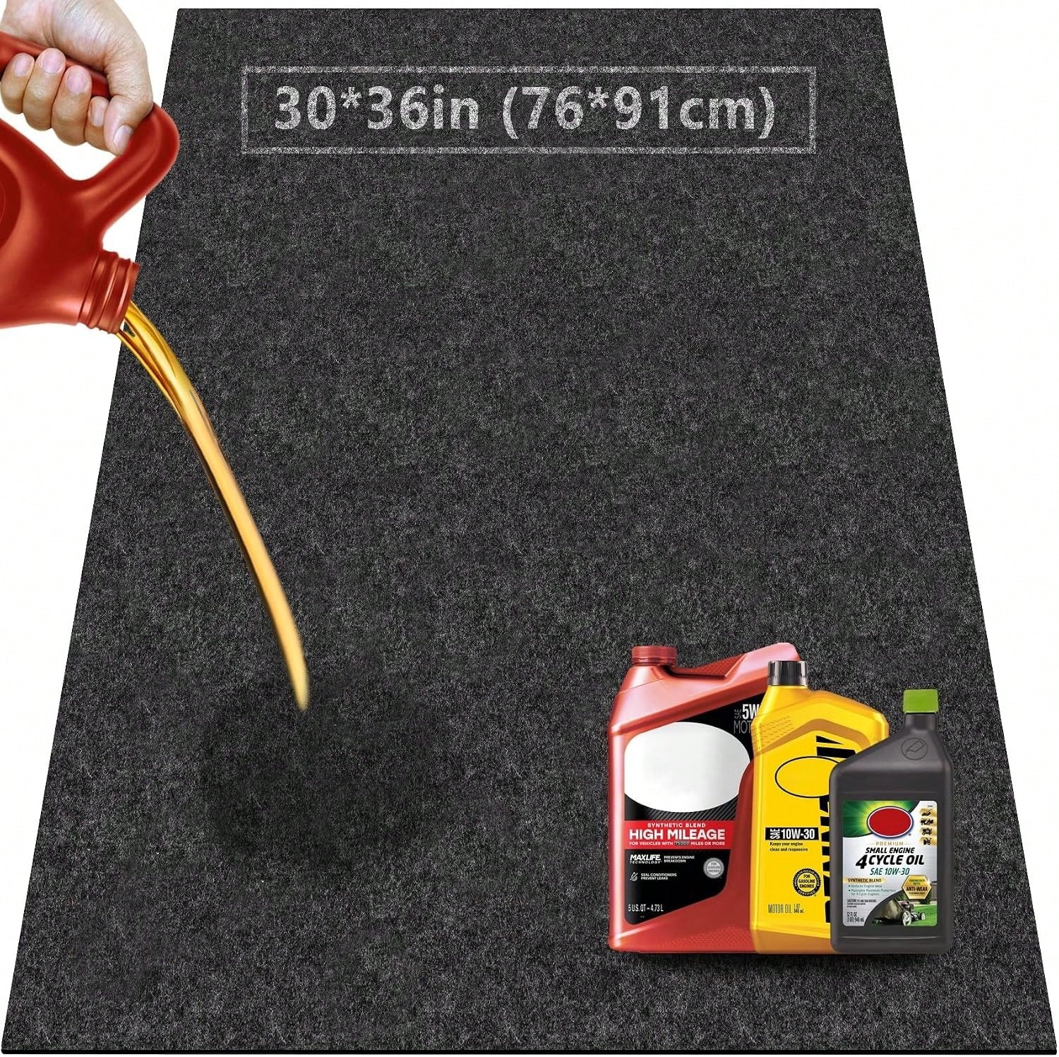 Oil Spill Mat For Garage Floor Under Car- 24x36 Inches Oil Splash Pad, Garage Driveway Oil Drip Mat, Oil Absorbent Mechanic Floor Mat For Motorcycle, Garage, Refrigerator, Golf Cart, Basement