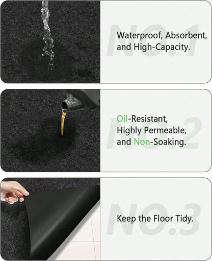 Oil Spill Mat For Garage Floor Under Car- 24x36 Inches Oil Splash Pad, Garage Driveway Oil Drip Mat, Oil Absorbent Mechanic Floor Mat For Motorcycle, Garage, Refrigerator, Golf Cart, Basement