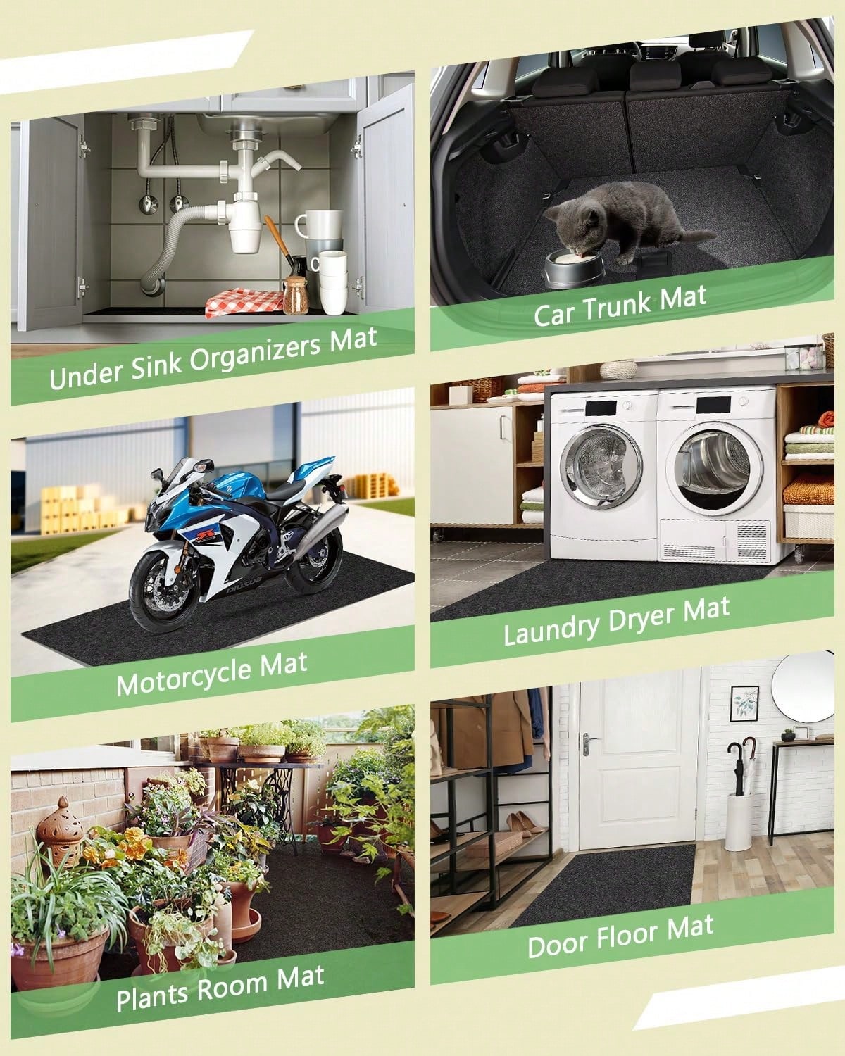 Oil Spill Mat For Garage Floor Under Car- 24x36 Inches Oil Splash Pad, Garage Driveway Oil Drip Mat, Oil Absorbent Mechanic Floor Mat For Motorcycle, Garage, Refrigerator, Golf Cart, Basement