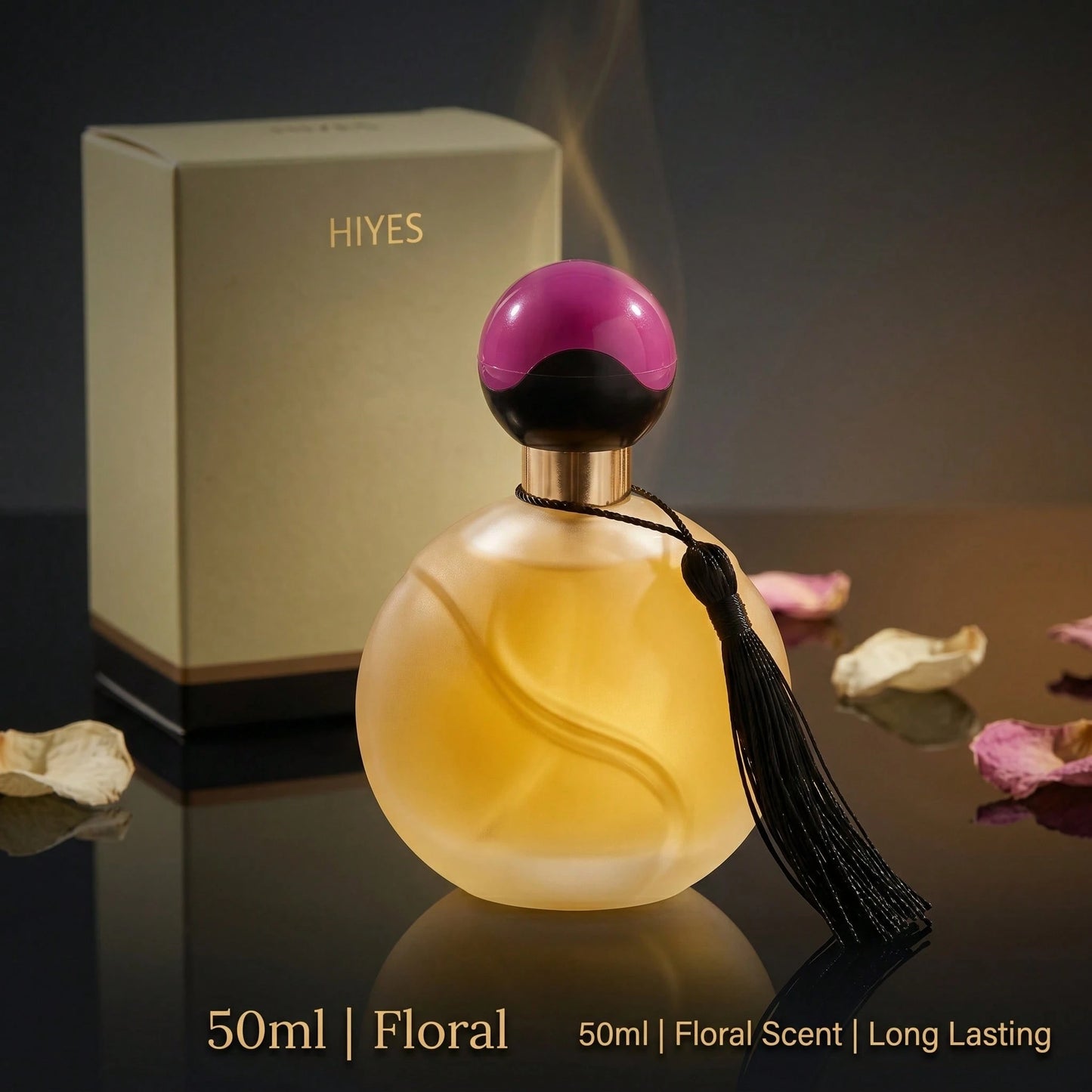 Opulent Amber 1.7oz/ 50ML Women's Perfume Luxe Gold Sphere Long-Lasting Floral Fragrance Premium Eau De Parfum Vintage Tassel Aesthetic Vanity Birthday Gift