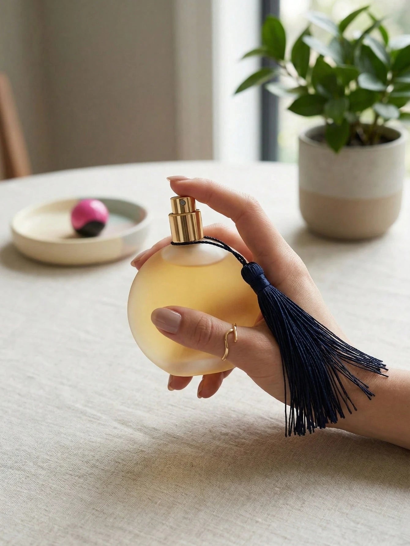 Opulent Amber 1.7oz/ 50ML Women's Perfume Luxe Gold Sphere Long-Lasting Floral Fragrance Premium Eau De Parfum Vintage Tassel Aesthetic Vanity Birthday Gift