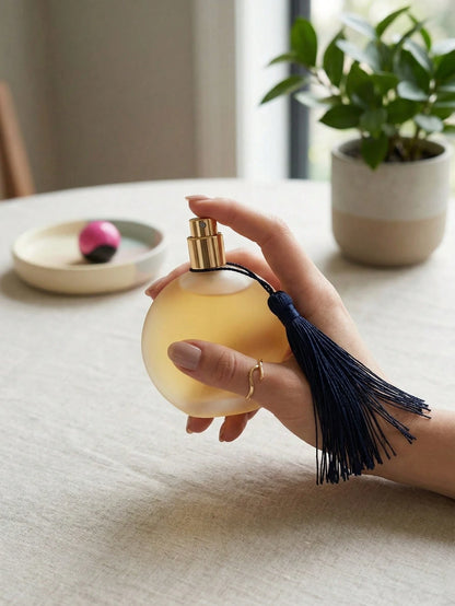 Opulent Amber 1.7oz/ 50ML Women's Perfume Luxe Gold Sphere Long-Lasting Floral Fragrance Premium Eau De Parfum Vintage Tassel Aesthetic Vanity Birthday Gift