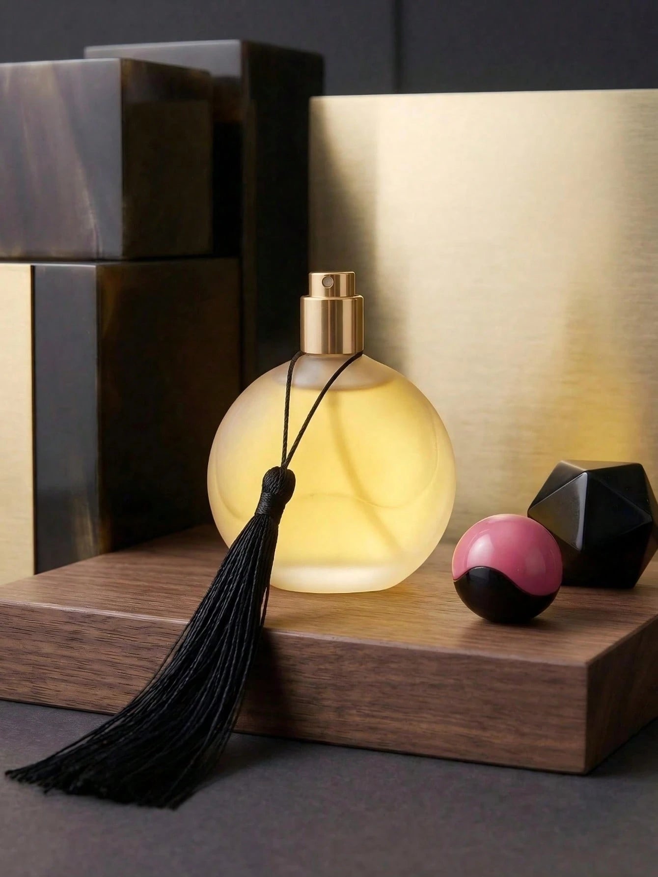 Opulent Amber 1.7oz/ 50ML Women's Perfume Luxe Gold Sphere Long-Lasting Floral Fragrance Premium Eau De Parfum Vintage Tassel Aesthetic Vanity Birthday Gift
