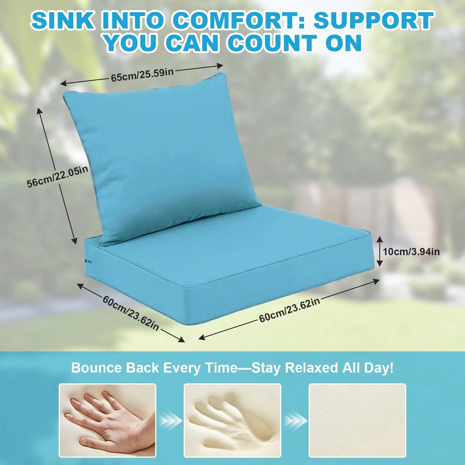 Outdoor Seating Cushion Set, 24"X24" Waterproof & Fade Resistant Patio Chair Cushions Set, Rattan Patio Replacement Seat Pad & Back Cushion,Furniture Cushions With Removable Covers Seat Cushion Set