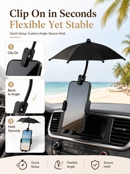 Outdoor Smartphone Sunshade (With Universal Clamp) – Anti-Glare, Essential For Outdoor Activities; Compatible With All Smartphones And Navigation Devices; Shields Phones From Rain And Sunlight.