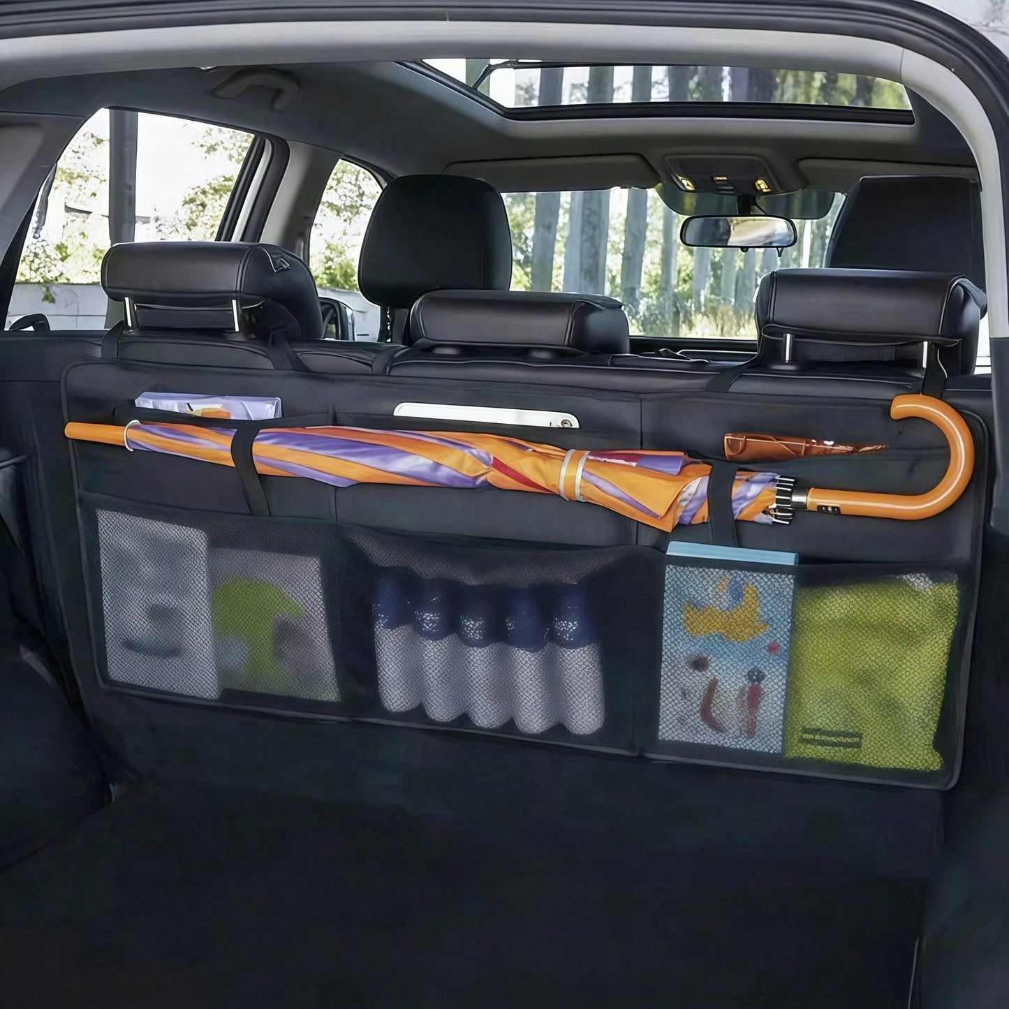 Oxford Cloth Car Trunk Storage Bag, Foldable Backseat Hanging Organizer Bag, Waterproof & Durable Car Seat Back Storage Bag, Suitable For Frequent Family Travel, Easy Installation For Most Vehicle Mod