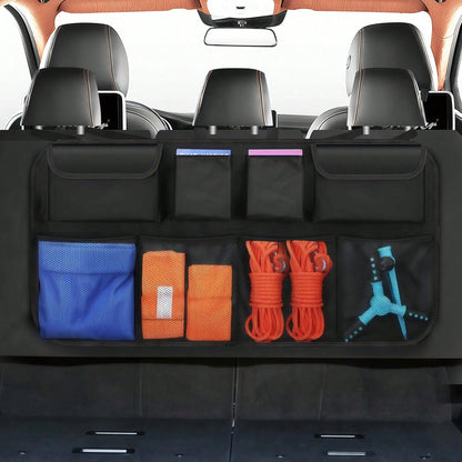 Oxford Cloth Car Trunk Storage Bag, Foldable Backseat Hanging Organizer Bag, Waterproof & Durable Car Seat Back Storage Bag, Suitable For Frequent Family Travel, Easy Installation For Most Vehicle Mod