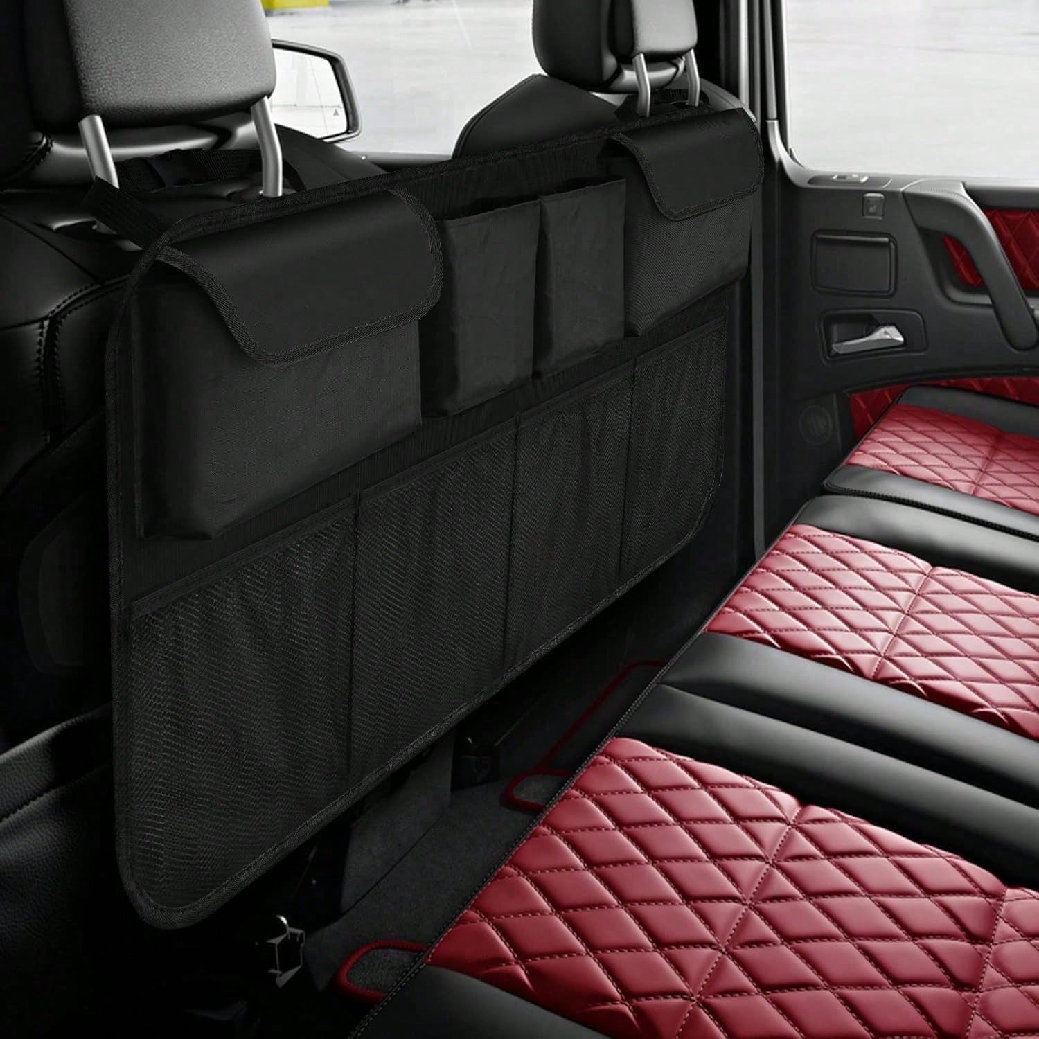 Oxford Cloth Car Trunk Storage Bag, Foldable Backseat Hanging Organizer Bag, Waterproof & Durable Car Seat Back Storage Bag, Suitable For Frequent Family Travel, Easy Installation For Most Vehicle Mod