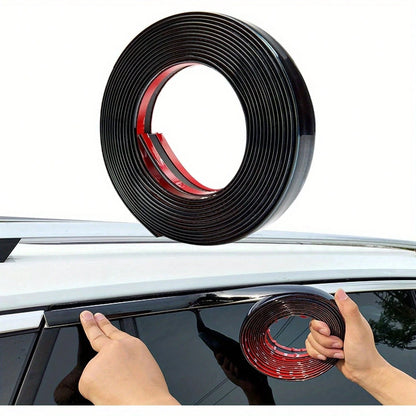 Pack-1 Car Chrome Trim Molding, 0.78" X 16.4Ft Body Window Seal Rubbing Strip, Bumper Anti-Collision Strip, Universal For Auto DIY Shiny Self-Adhesive Strip (Bright Black)