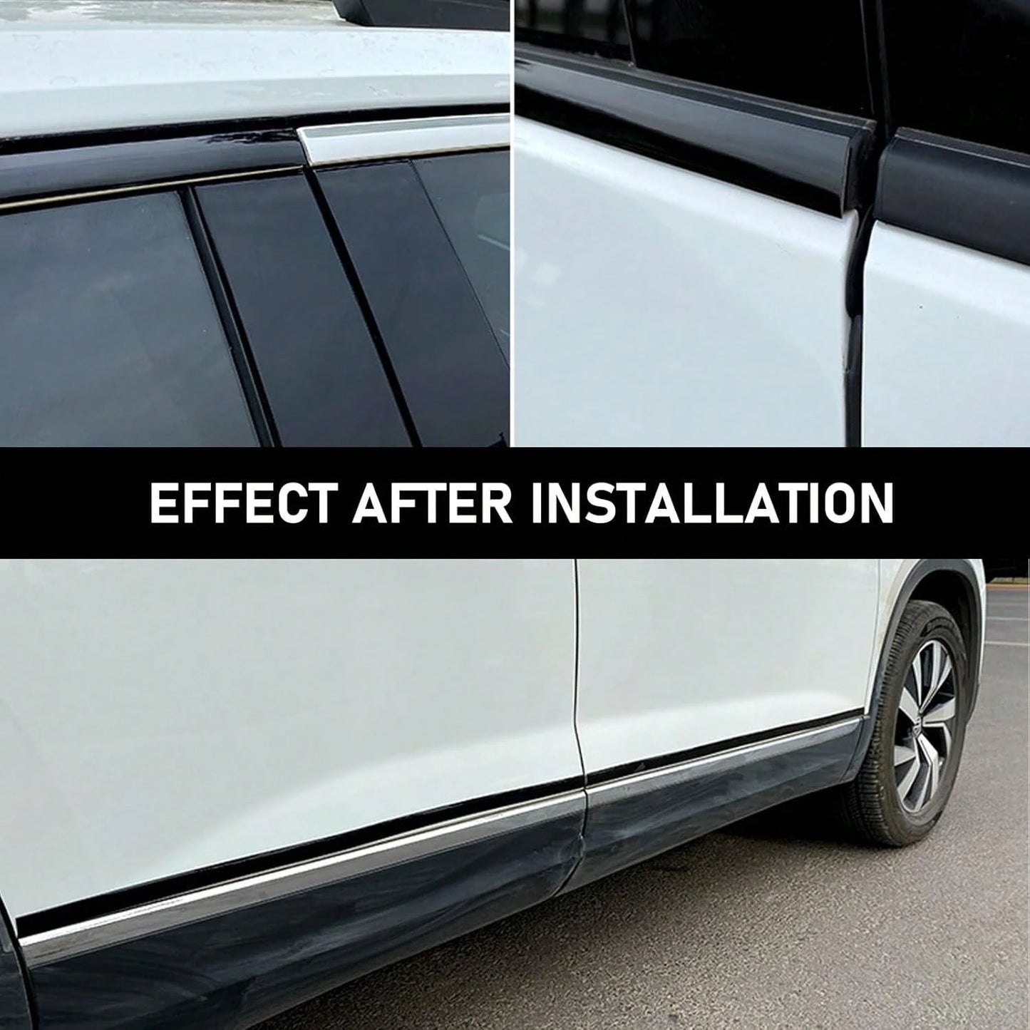 Pack-1 Car Chrome Trim Molding, 0.78" X 16.4Ft Body Window Seal Rubbing Strip, Bumper Anti-Collision Strip, Universal For Auto DIY Shiny Self-Adhesive Strip (Bright Black)