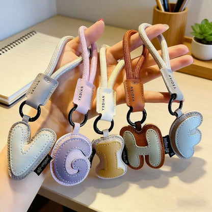 Padded PU Leather 26 English Letter Keychain Delicate & Cute Leather Small Gift Keychain Pendant Bag Accessory Bag Charm Purse Charm Keyring