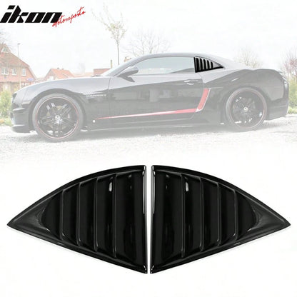 Pair Gloss Black Side Window Louver Compatible With 2010-2015 Chevy Camaro Coupe Sun Shade Cover Windshield Scoop Car Accessories