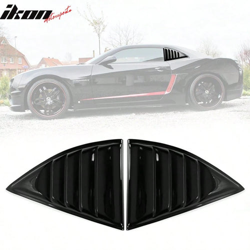 Pair Gloss Black Side Window Louver Compatible With 2010-2015 Chevy Camaro Coupe Sun Shade Cover Windshield Scoop Car Accessories