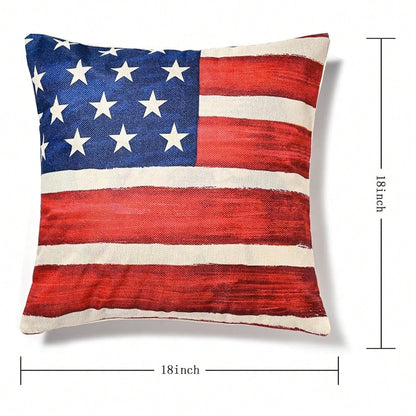 Patriotic Decor-Throw Pillow Covers 18x18 In Set Of 4,4th Of July Linen Pillow Case For Day,Memorial Day,'s Day,USA,American Summer Outdoor Red White Blue Decorations