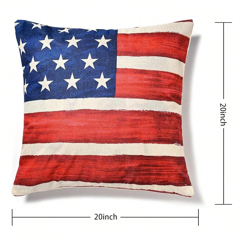 Patriotic Decor-Throw Pillow Covers 18x18 In Set Of 4,4th Of July Linen Pillow Case For Day,Memorial Day,'s Day,USA,American Summer Outdoor Red White Blue Decorations