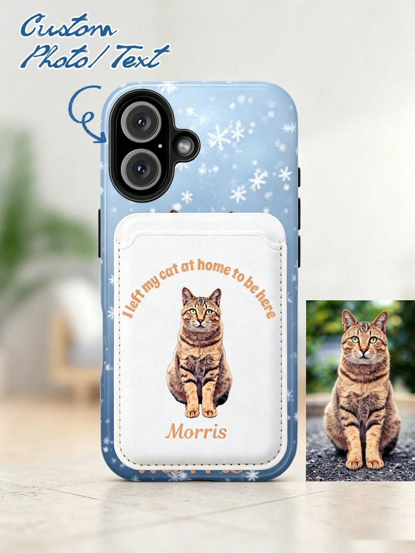 Personalized Custom Photo Phone Wallet Sticker, Custom Text Photo Adhesive Card Holder, Multi Color Slim Phone Card Pocket For ID Credit Cards Storage