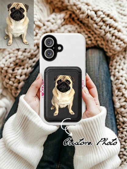 Personalized Custom Photo Phone Wallet Sticker, Custom Text Photo Adhesive Card Holder, Multi Color Slim Phone Card Pocket For ID Credit Cards Storage